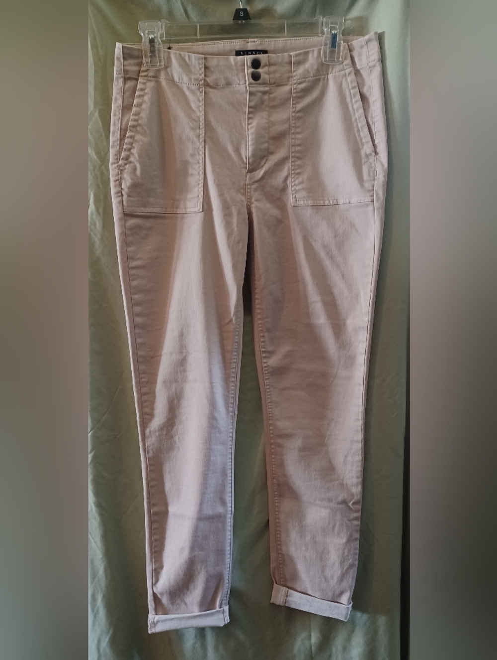 Tinsel Cream High-Rise Button Front Pants Slacks